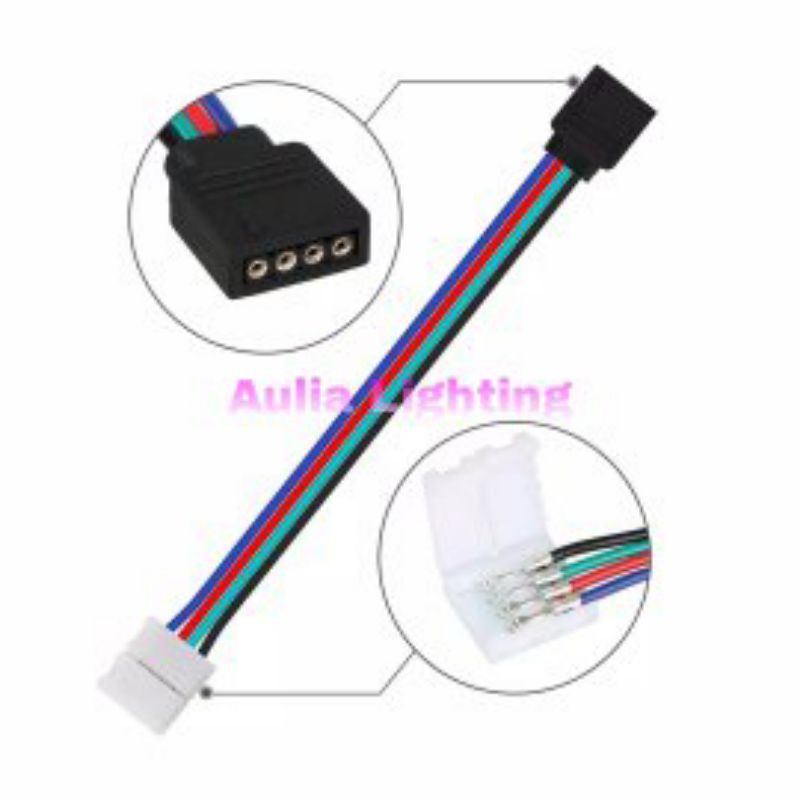 Kabel Jepit 2 Sisi LED Strip RGB 3528/5050 ke kepala rgb 4 Pin Sambungan Led Strip SAMBUNG ACC