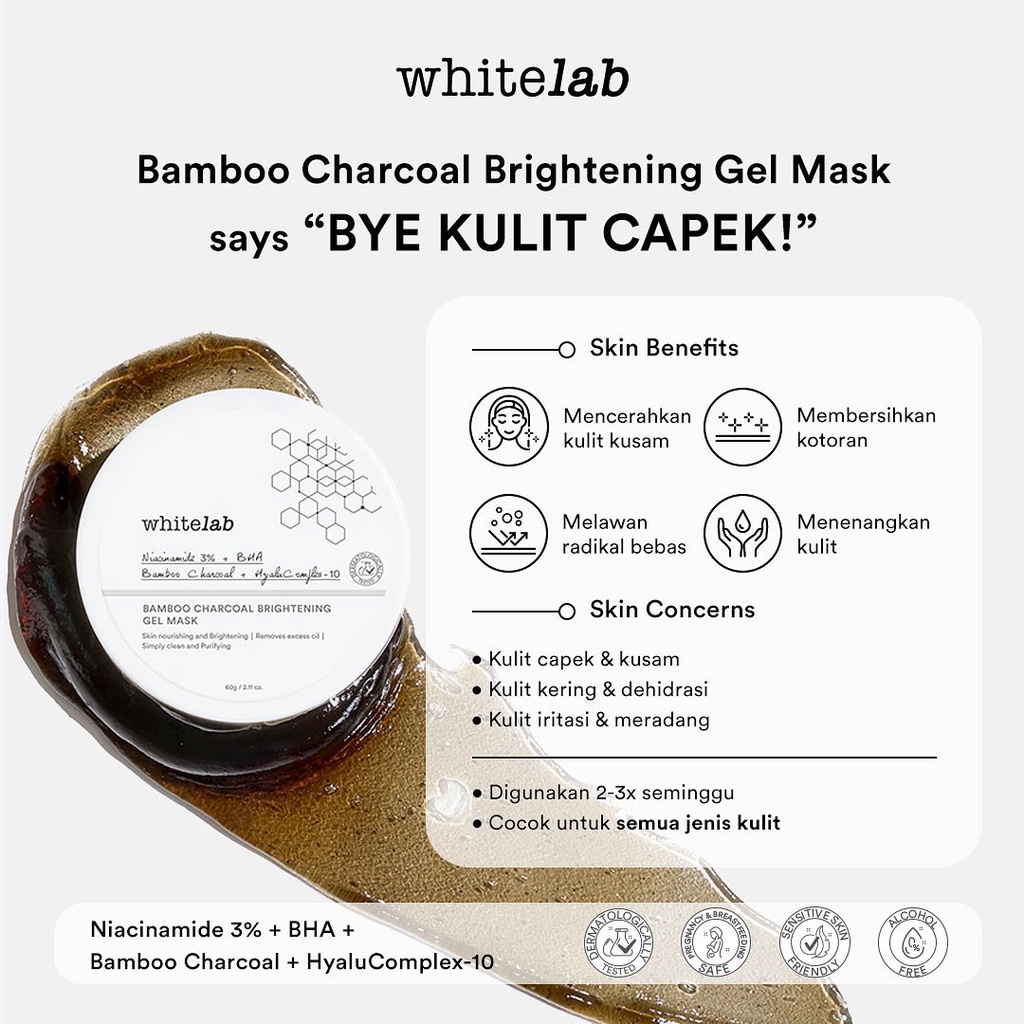 WHITELAB Mask - Mugwort Pore Clarifying Mask - Heartleaf Skin Purifyng Gel Mask - Bamboo Charcoal Brightening Mask