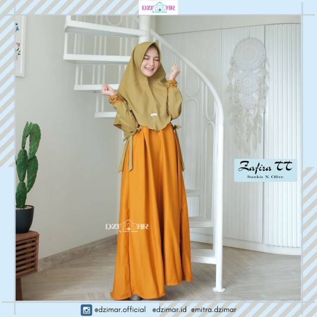 Zafira dress gamis syari baju muslim polos by Dzimar