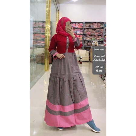Gamis inayah Terbaru gamis Remaja Simpel Replika Esme Tunika Dannis Bahan Katun Gamis Sabrina Kasual