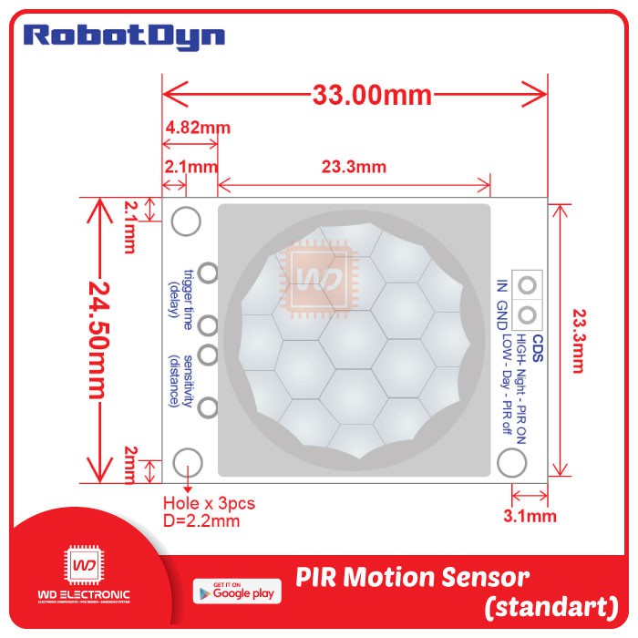 SENSOR PIR MOTION ROBOTDYN PIR MOTION SENSOR