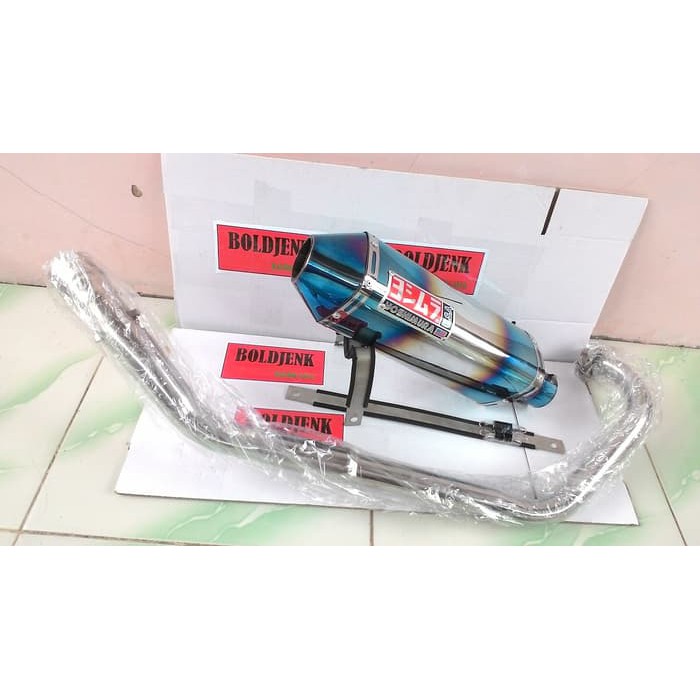 Knalpot YOSHIMURA USA blue fullset Byson/scorpio/vixion dll