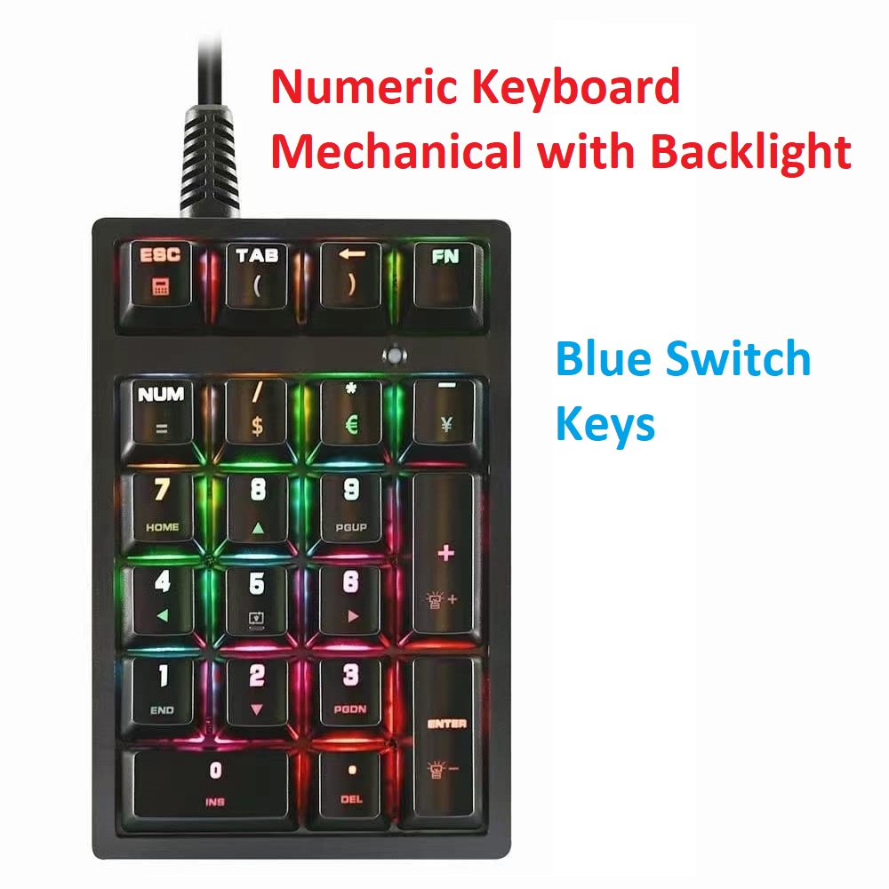 Numeric Keyboard Mechanical Backlight RGB USB Mechanic Keypad Numpad