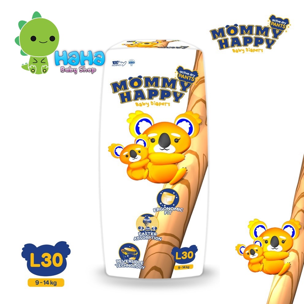 popok mommy happy baby diapers   m 32  l30  xl 26
