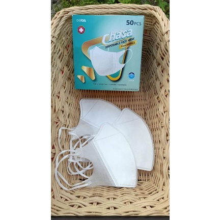 Masker Chasa 3ply Duckbill (Putih)  Ecer Repacking 5pcs
