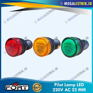 FORT PILOT LAMP LED 22MM 220V AC / LAMPU KONTROL PANEL LED 22 MM 220 VOLT AC MERAH / KUNING / HIJAU