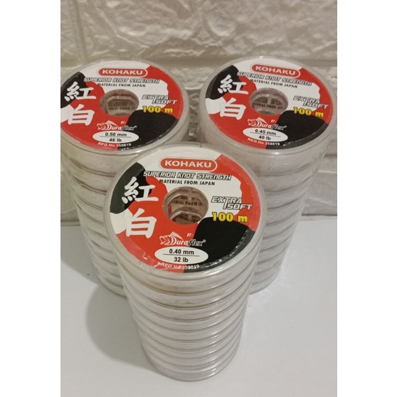 Senar pancing kohaku ukuran 0.40, 0.45, 0.50