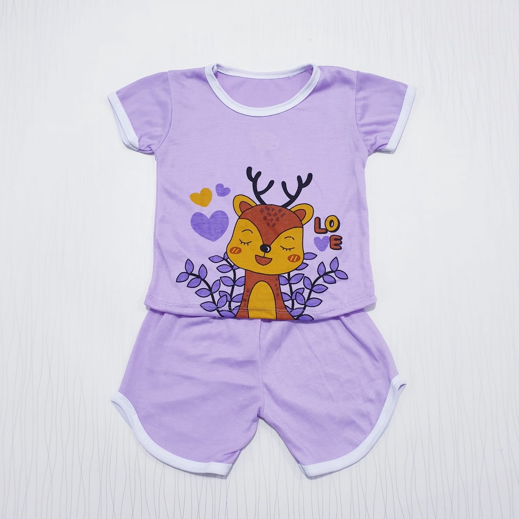 setelan baju bayi sablon random pakaian anak celana bis pendek baju baby gracia