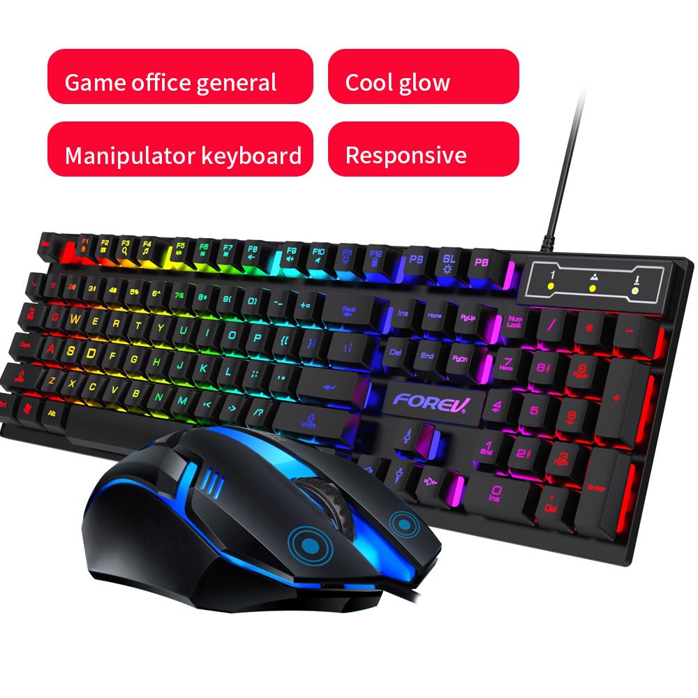 【COD】 Viqoo Pengukiran Laser Paket Gaming Key board dan Mouse RGB G12 Gaming USB Cable