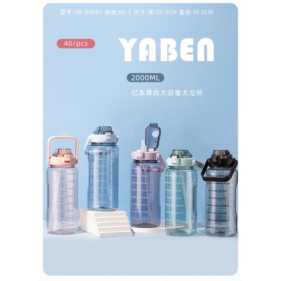 Botol Minum Transparan - Botol Air Motivasi - Botol 2 Liter