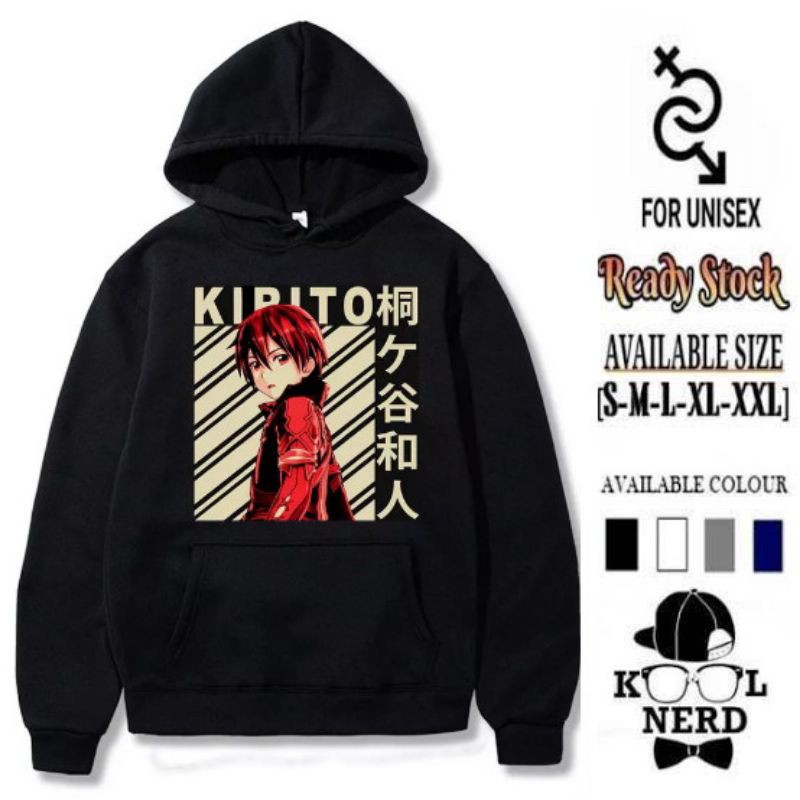 HOODIE JUMPER ANJME KIRITO CHARACTER SAO SWORD ART ONLINE ~ READY SIZE S-XXL
