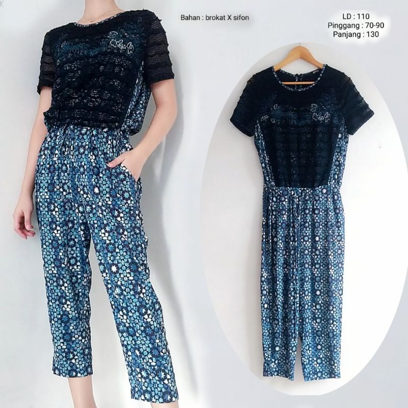 Jamsuit overall baju Korean style wanita terbaru super jumbo size keren premium bahan atasan brokat 