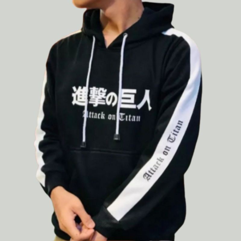 Jaket Sweater Anime SNK Shingeki No Kyojin Attack On Titan Line Hoodie Terbaru