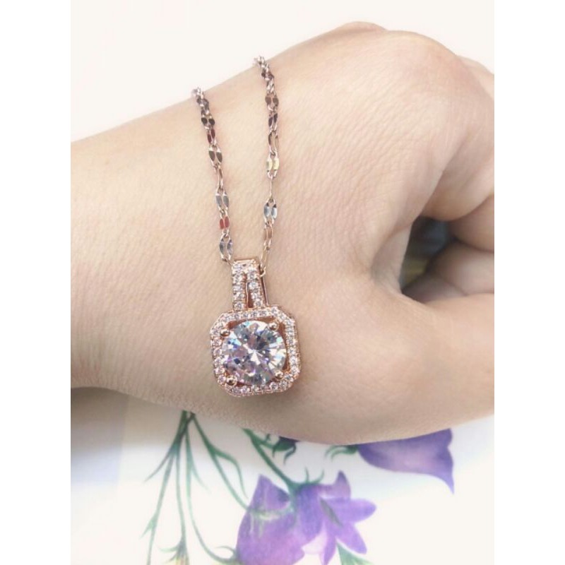 Kalung titanium microdiamond / kalung titanium wanita + liontin / kalung asli titanium