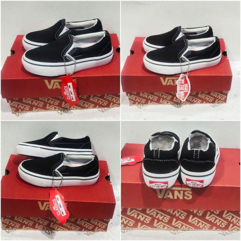 SEPATU VANS ANAK SLIPON BLACK WHITE CLASIK PREMIUM SEPATU ANAK LAKI LAKI SEPATU ANAK PEREMPUAN