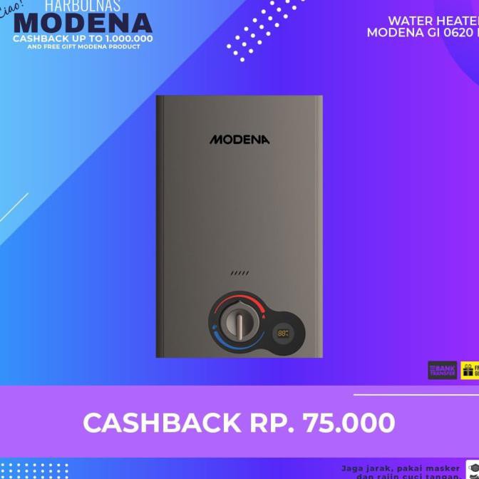 Water Heater Gas Modena GI 0620 B - Pemanas Air Gas LPG