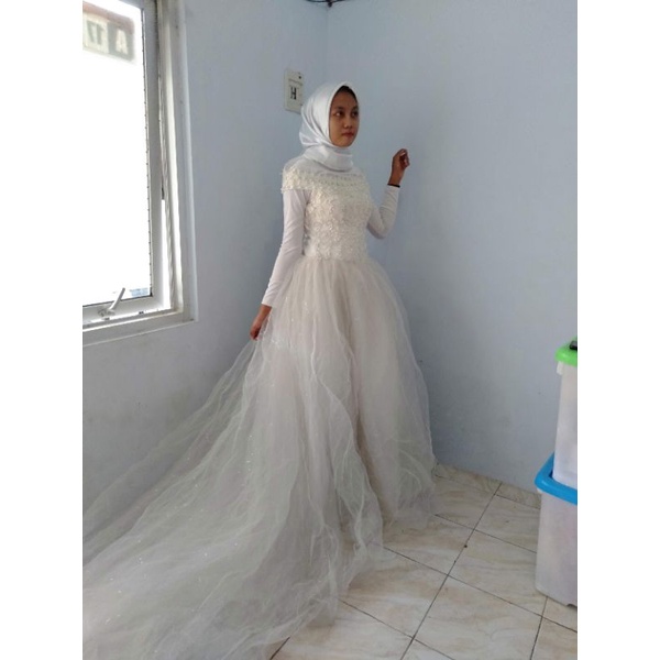 preloved gaun pengantin || gaun sabrina putih ||