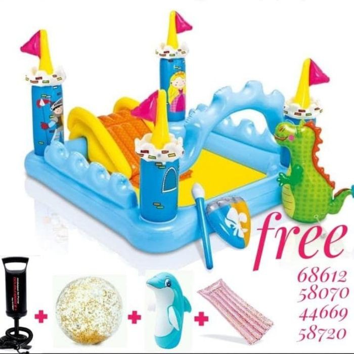 INTEX Kolam Renang Perosotan Anak Paket Komplit - Bak Mandi Bola Angin