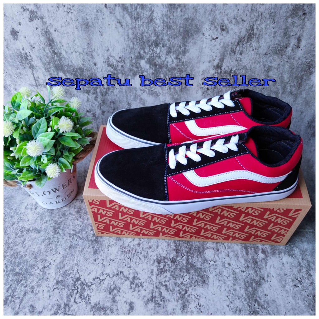 Sepatu Vans Old Skool Classic merah murah meriah sekolah gaya