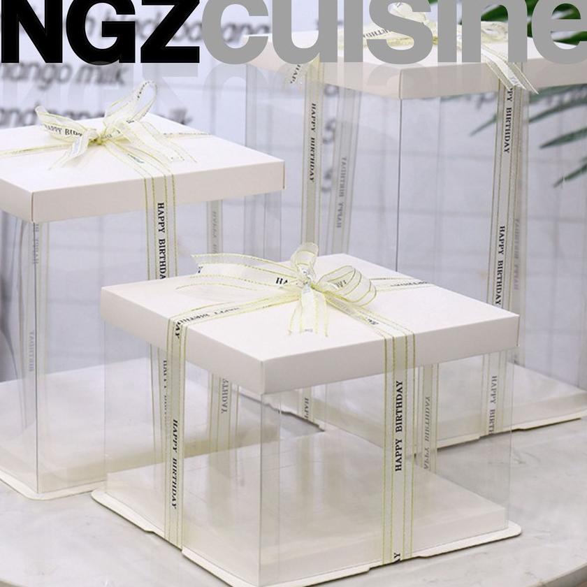 ➫ Wadah Tempat Kotak Kue Box Mika Hantaran Lamaran Nikah Transparent Cake Box Tanpa Pita Kue Seserah