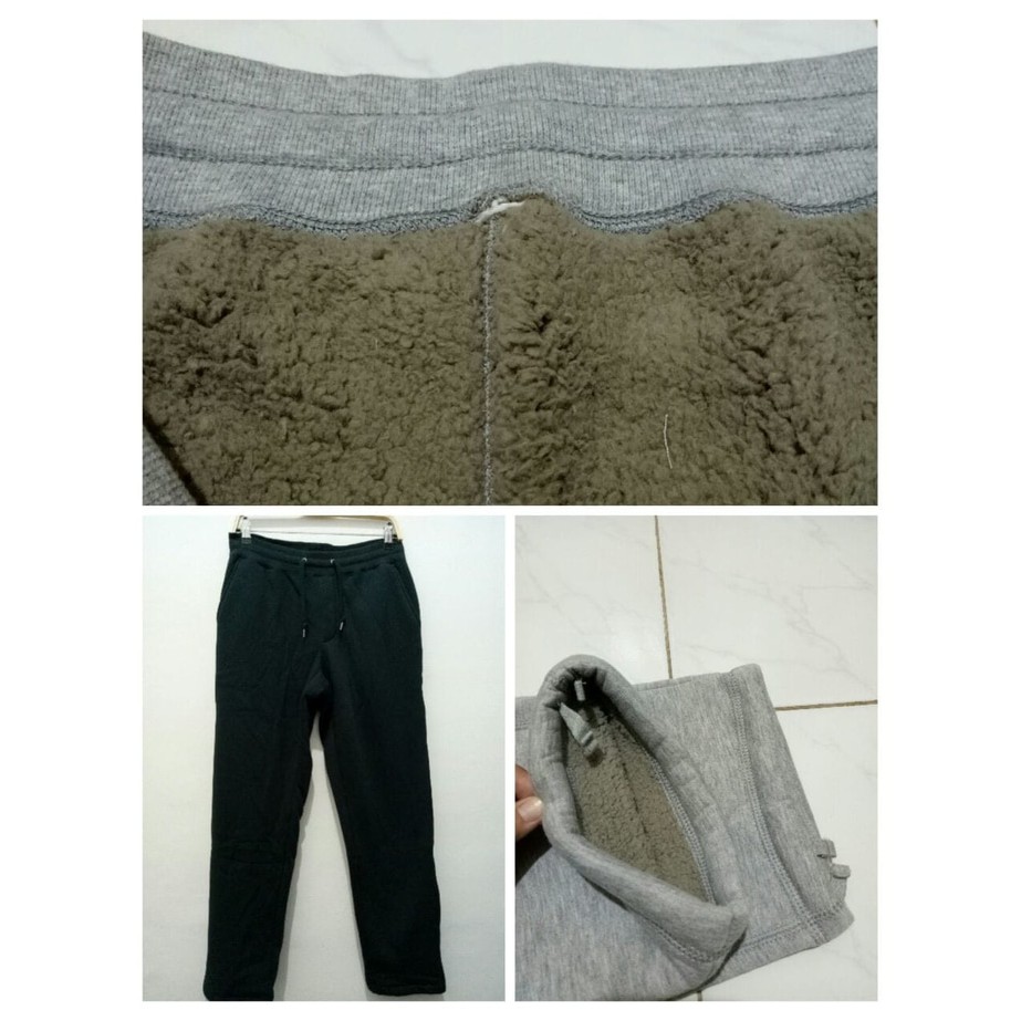 [DW] # FASHION PRIA       UNIQLO BLOCKTECH SWEATPANTS BULU CELANA TRAINING MUSIM DINGIN ORIGINAL