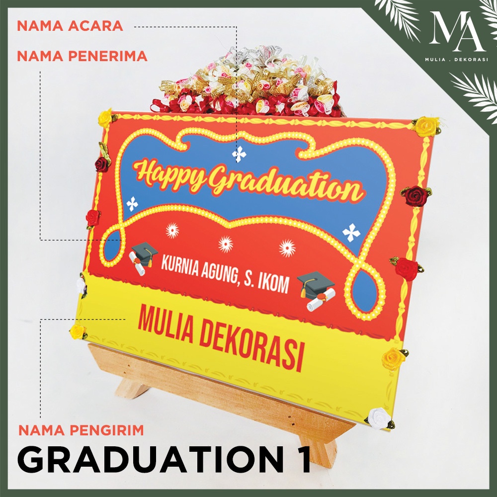 Karangan Papan Ucapan Bunga Mini Gift DIY Custom Graduation Congratulation Engagement Wedding Satu Hari Jadi