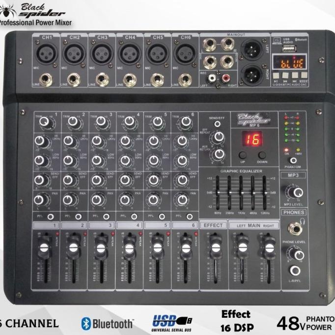 POWER MIXER BLACK SPIDER/6chanel ORIGINAL