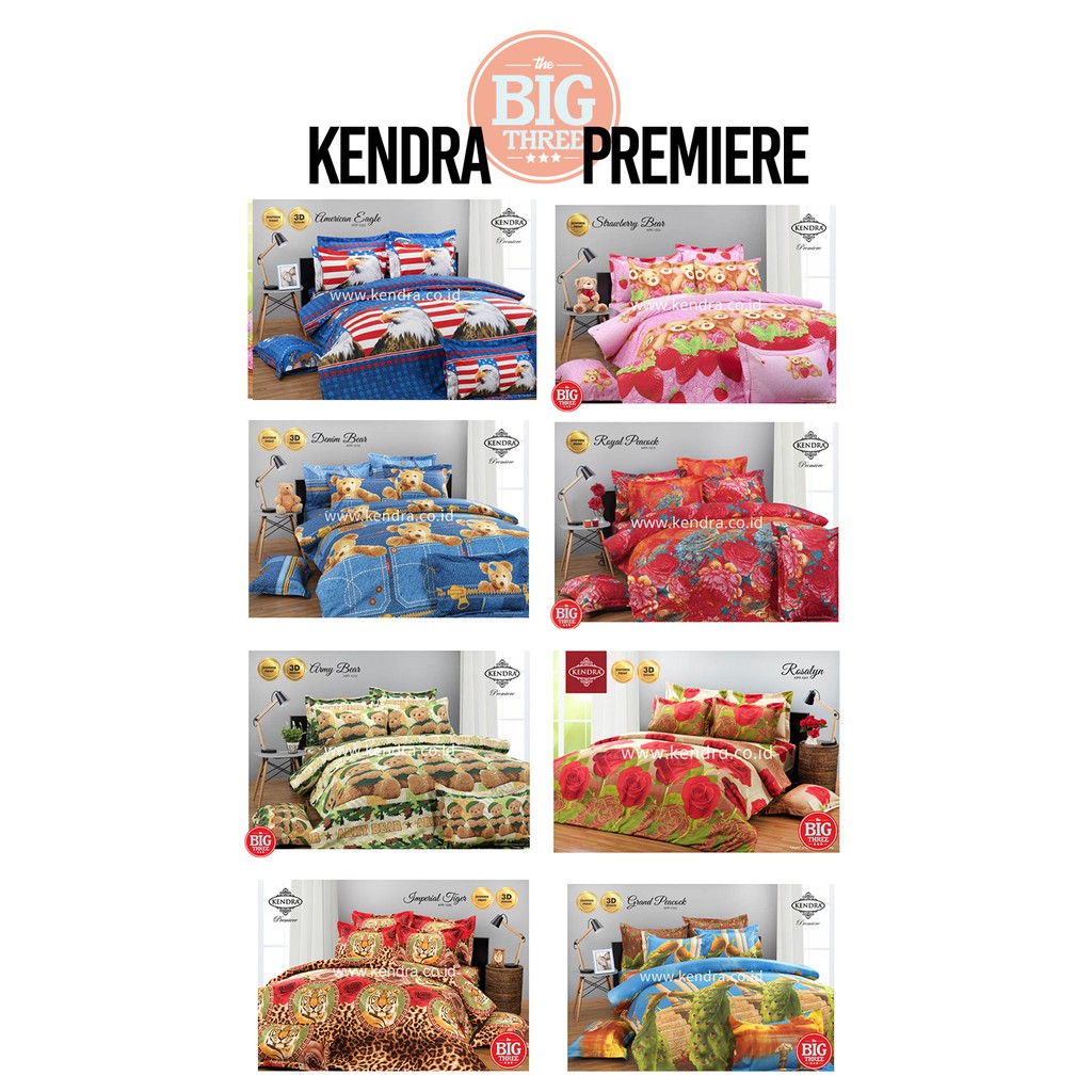 BEDCOVER + SPREI Rumbai 160x200 KENDRA PREMIERE motif ARMY DENIM BEAR PEACOCK - QUEEN SIZE 160 - BC