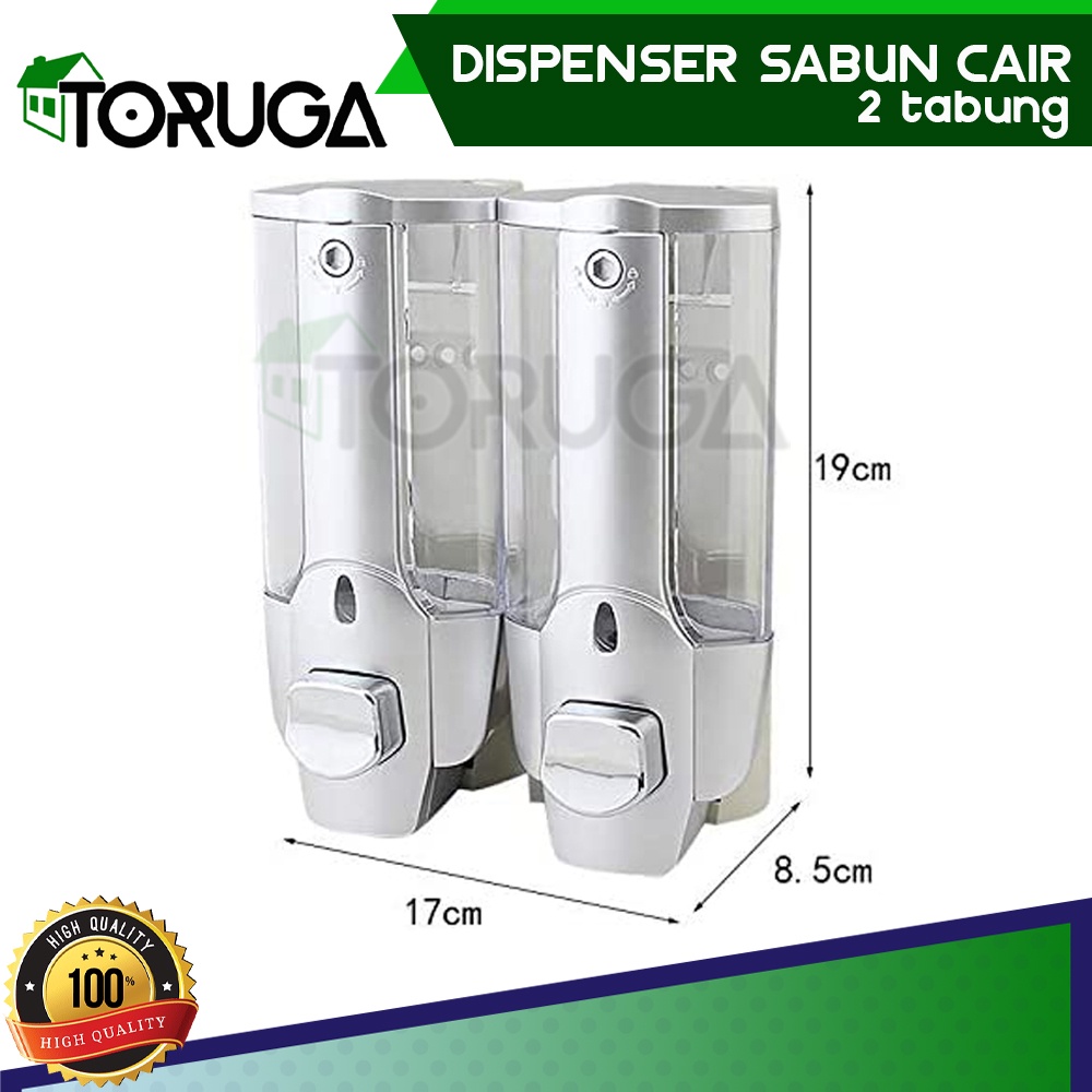 Dispenser Sabun Cair dan Shampo 2 Tabung Touch Soap Dispenser Keylock Sabun Cuci Tangan Cair 2in1