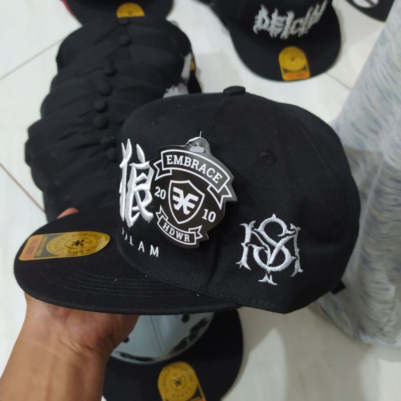 Topi Snapback metal distro pria Bordir Serigala malam