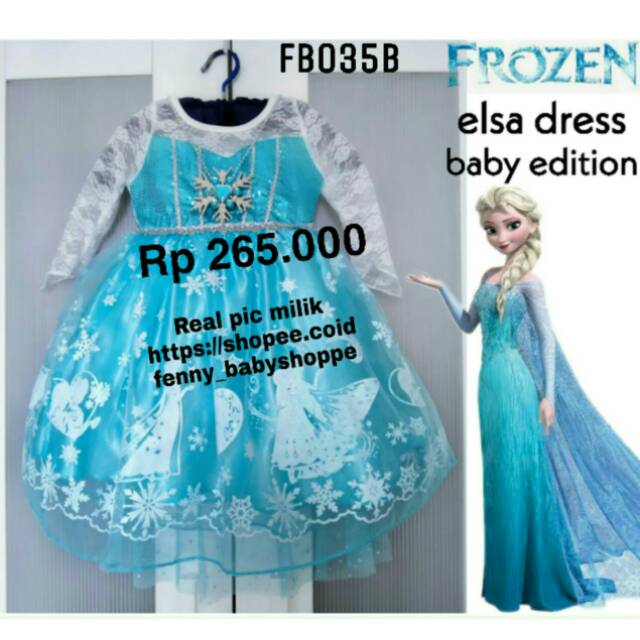 Kostum FB035B frozen elsa baby dress + kalung