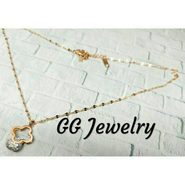 GG Kalung Titanium Premium Liontin LV* Berlian #KL-168