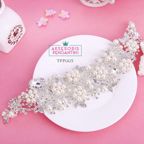 [STOK TERBATAS] AKSESORIS WANITA HEADPIECE PENGANTIN TIARA HIJAB MODERN TPP003