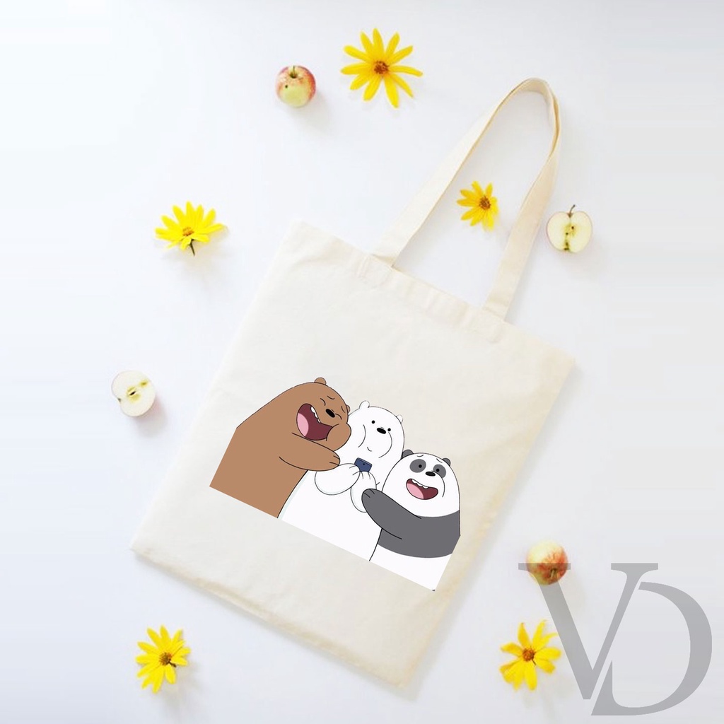 TOTE BAG BAHAN KANVAS lucu TOTE BAG / TAS BELANJA MOTIF KOREA