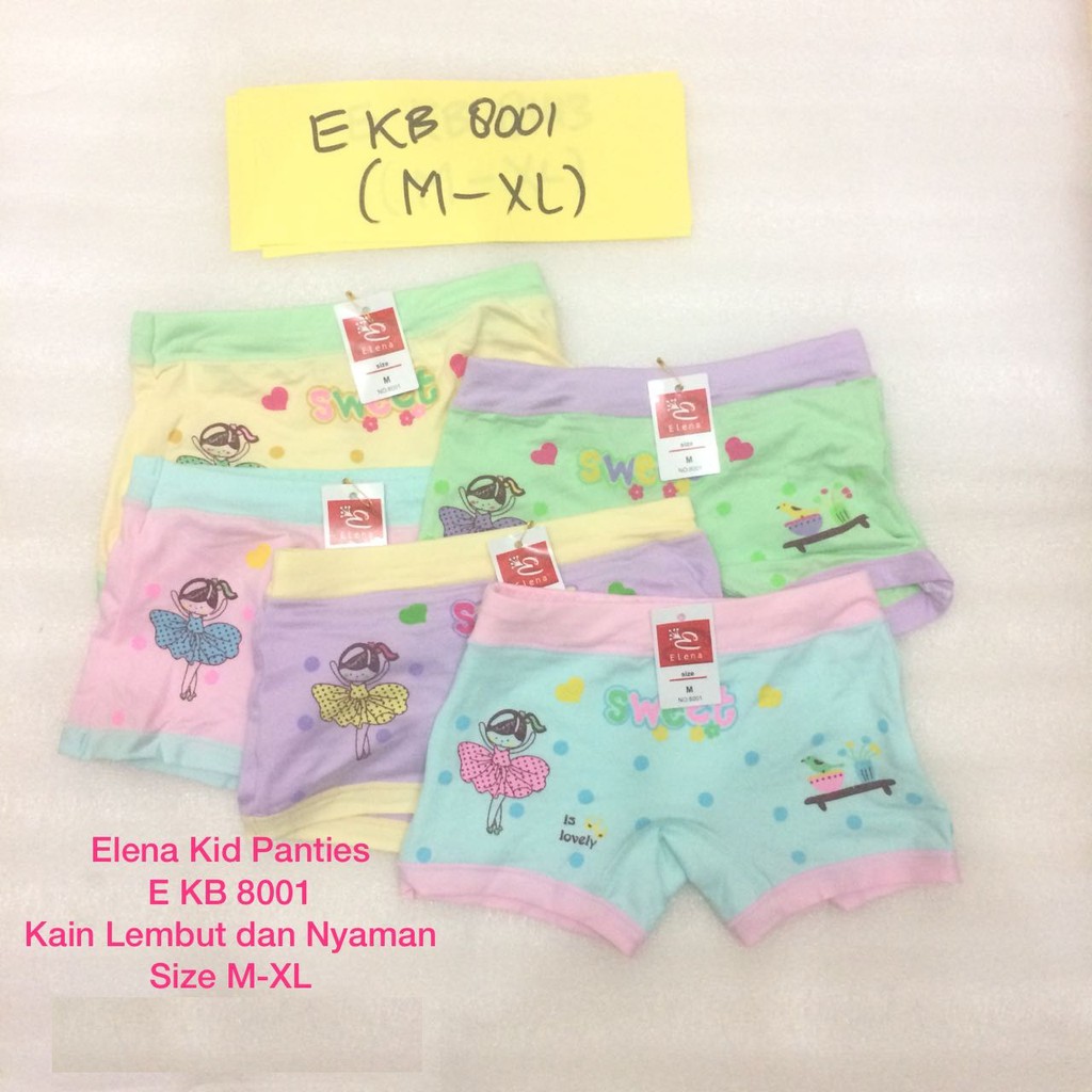Celana Dalam (CD) Boxer Anak Perempuan Elena 8001, 51027, 26009, 26010 & 26011
