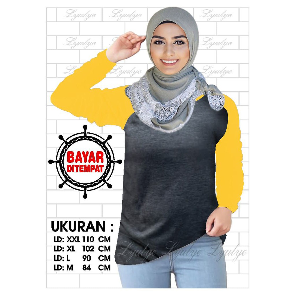 Kaos Raglan (POLOS)/Kaos Wanita Lengan Panjang/ Kaos Wanita/ Kaos Cewek/ Kaos Oblong/Misty