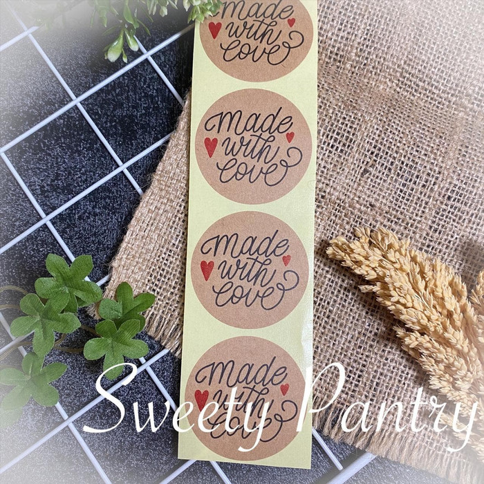 

s504d01 Stiker/Sticker Kraft Made With Love (Stk-Made) - 50 Pcs E54Srfsw