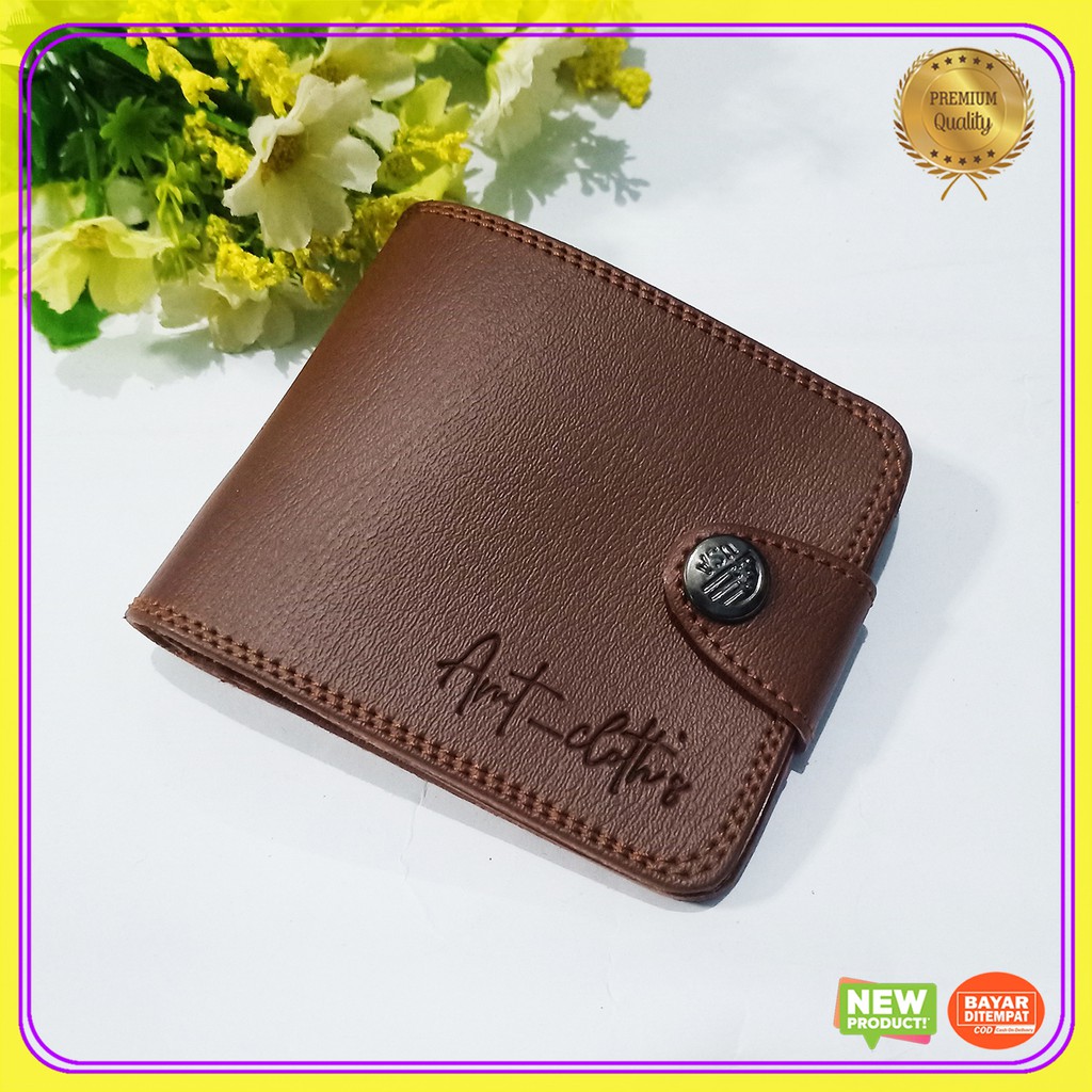 dompet pendek pria kancing original bahan sintetik terbaru premium berkualitas