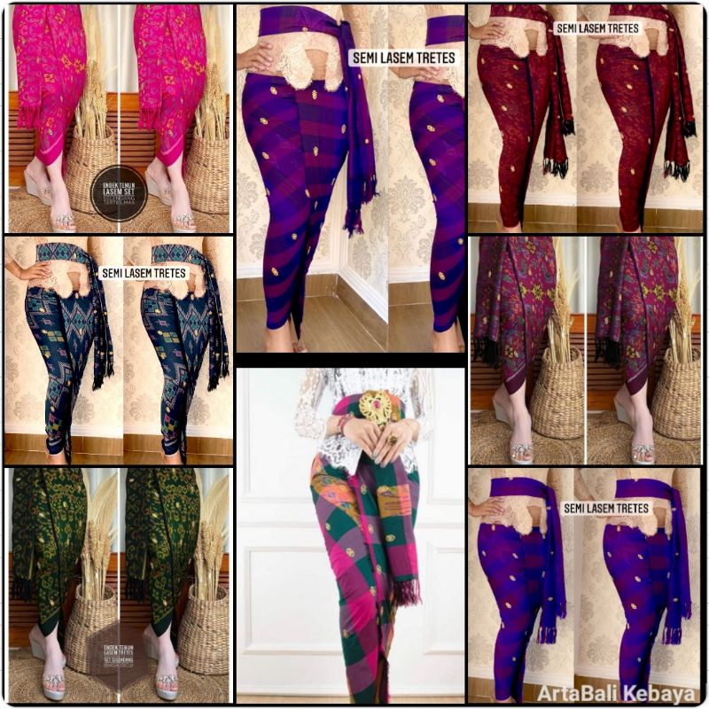 Kamen Lembaran Endek Lasem tabur emas + slendang