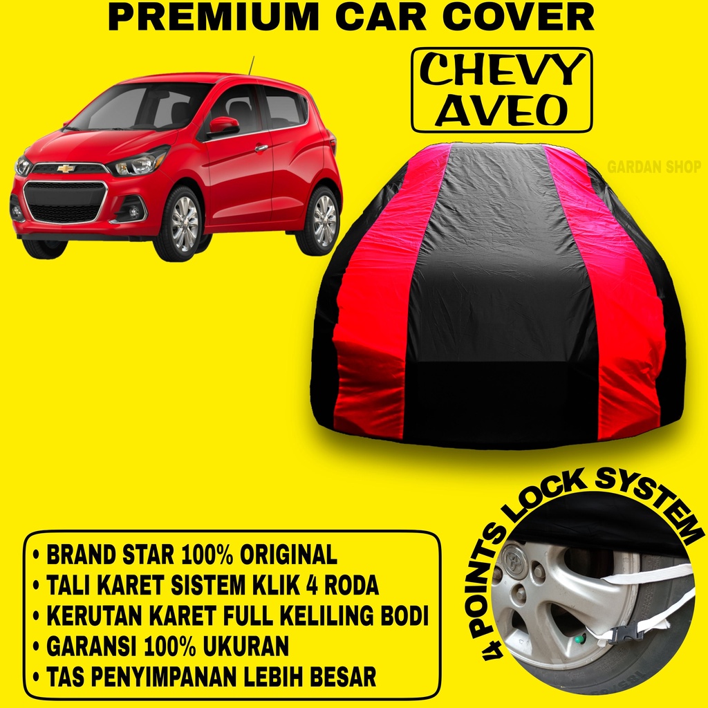 Body Cover CHEVY AVEO Sarung Strip MERAH Penutup Pelindung Bodi Mobil Chevrolet Aveo Bahan Waterproof FNew