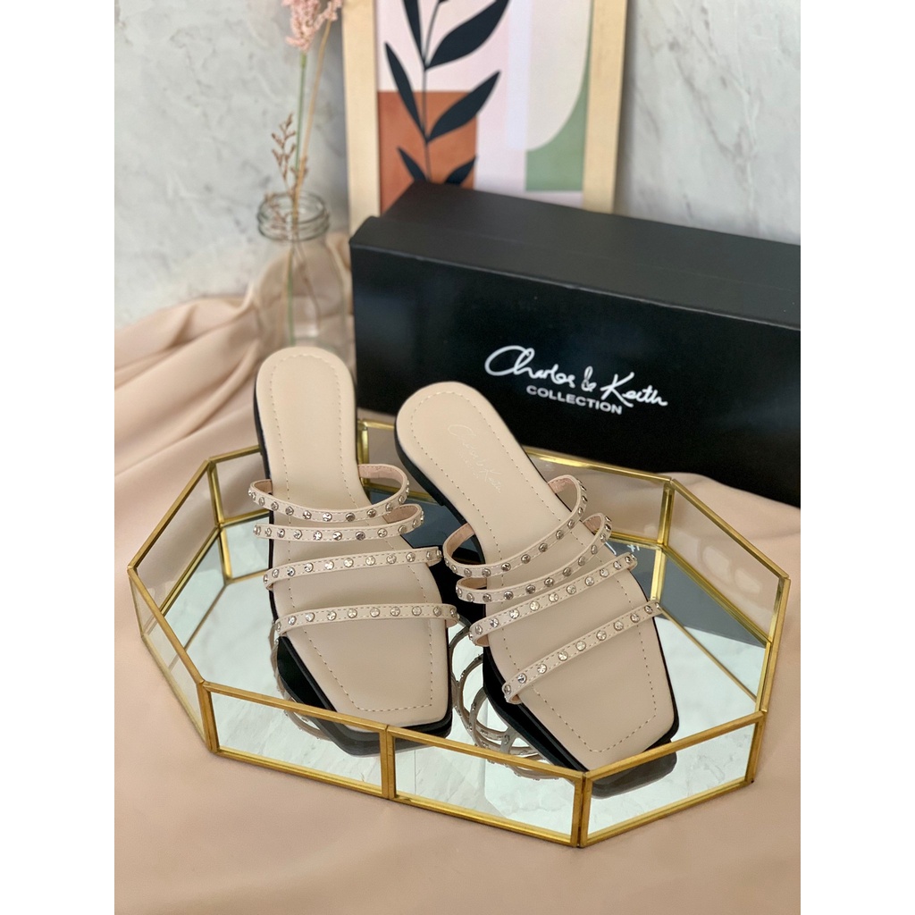 [7.7 Boombastis Sale⚡] - SANDAL WANITA CKS424 STRAPPY STUDS FLAT SANDALS PREMIUM IMPORT