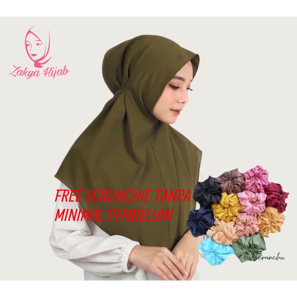 bergo instan baiti - hijab anti tembem | free scrunchie/ikat rambut