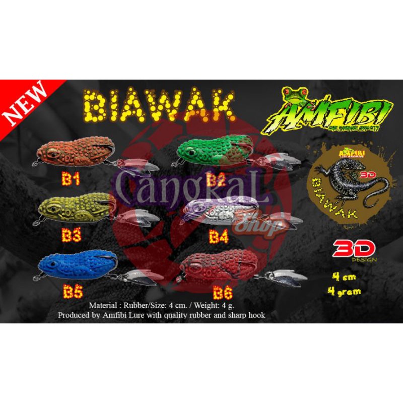 Umpan / lure / soft frog / softfrog / kodok palsu / kodok karet AMFIBI model 3D biawak 4 cm / 4 gram