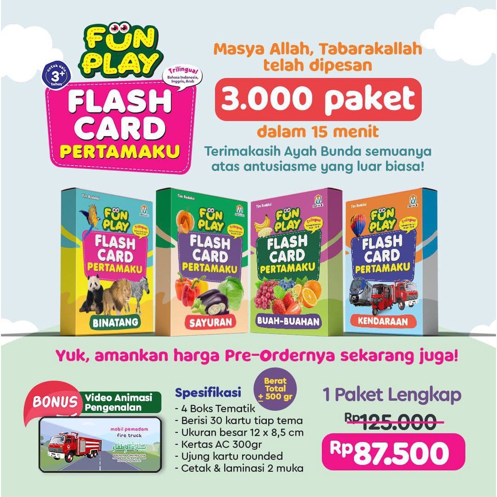 1 Paket Kartu Flash Card Edukasi Anak (Dapat 4 Box Kartu Edukasi)