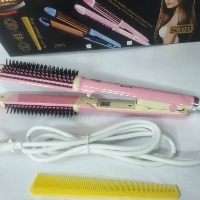 Alat Catok Rambut Sonar sn-0189 Catokan Model Sisir Catok2in1 Curly Keriting dan Rebonding Lurus