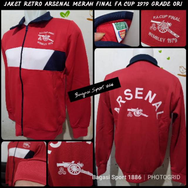 Jaket Jacket Klub Retro Arsenal Merah Home lama Gooners fa cup final 1979 GO grade ori IMPORT langka