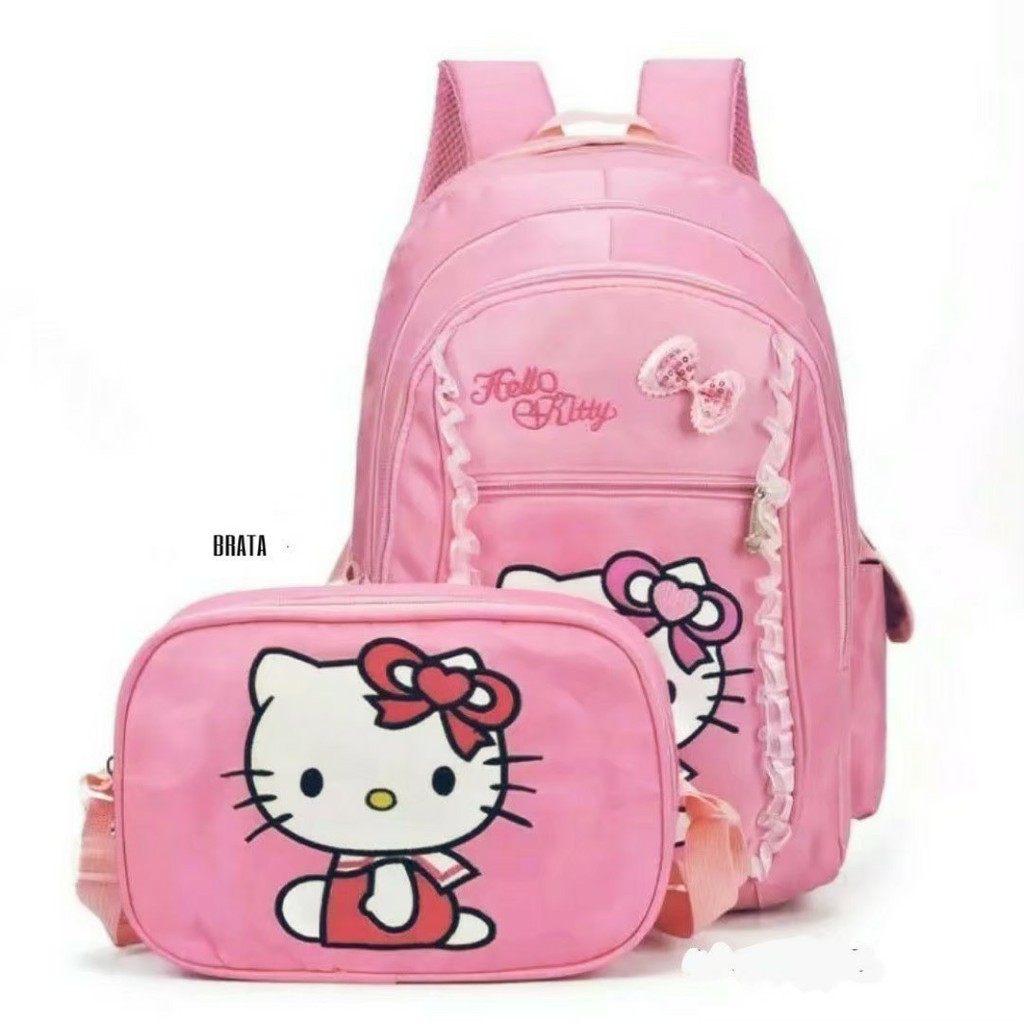 Tas Ransel Sekolah Hello Kitty Rumbai Anak Perempuan Paud TK SD