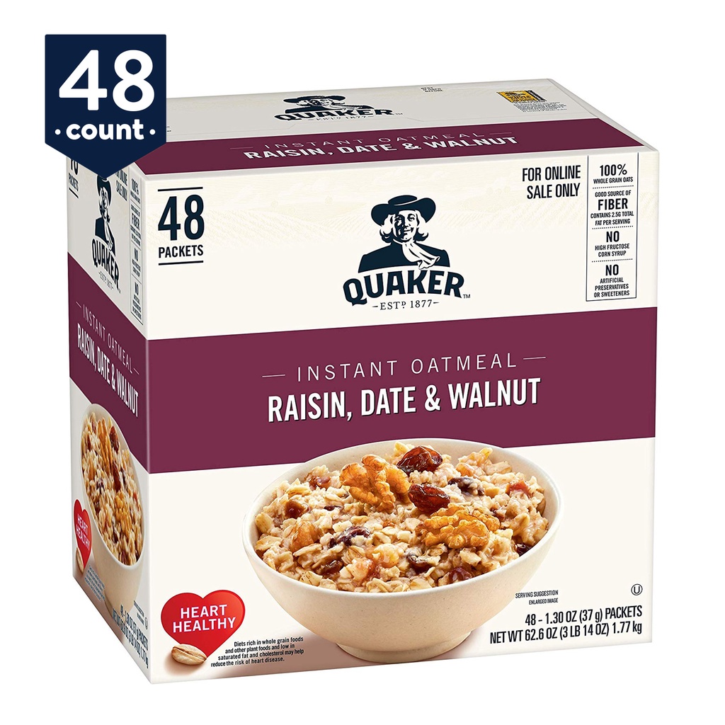 

quaker instant oatmeal raisin date & walnut 336gr