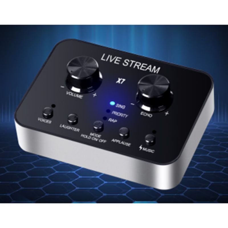 Audio USB External Soundcard Live Broadcast Microphone Headset - X7 - Black