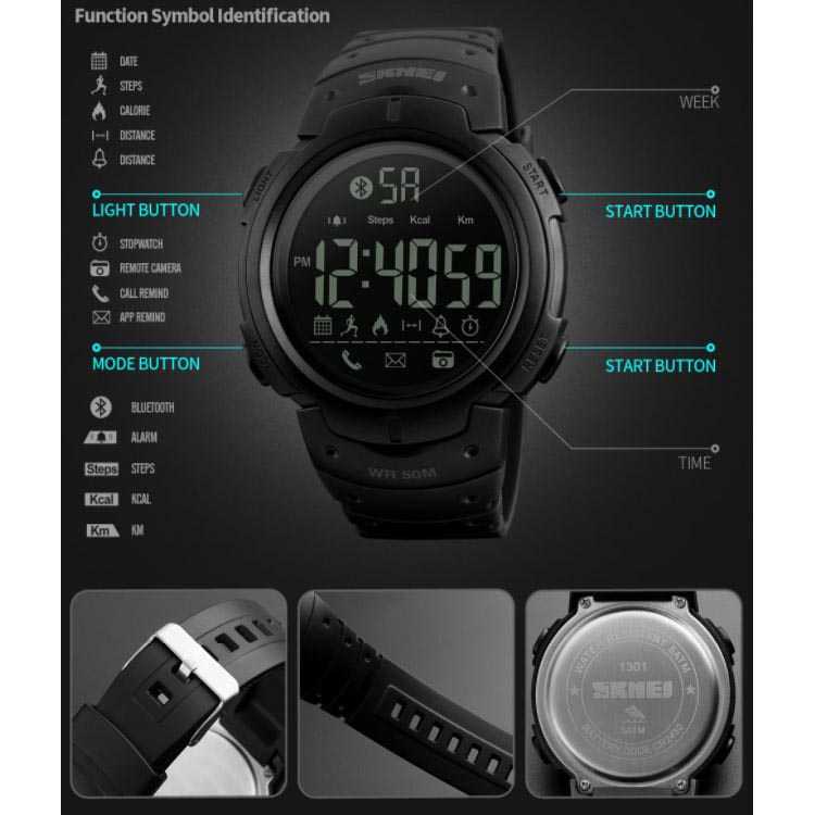 MLNSHP SKMEI Jam Tangan Olahraga Smartwatch Bluetooth - 1301